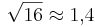 	\sqrt{16}\approx 1{,}4